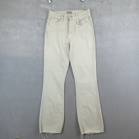 Mother Jeans The Insider Ankle Fray Chalk Oxford Tan Womens 25x27 Stretch